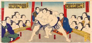 安治（探景）「大角觝取組図」
