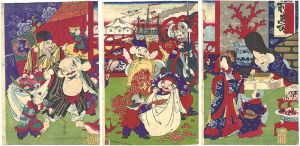周延「七福神宝の蔵入」