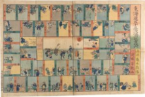 Humorous Board Game of Fifty-three Stations of the Tokaido Road