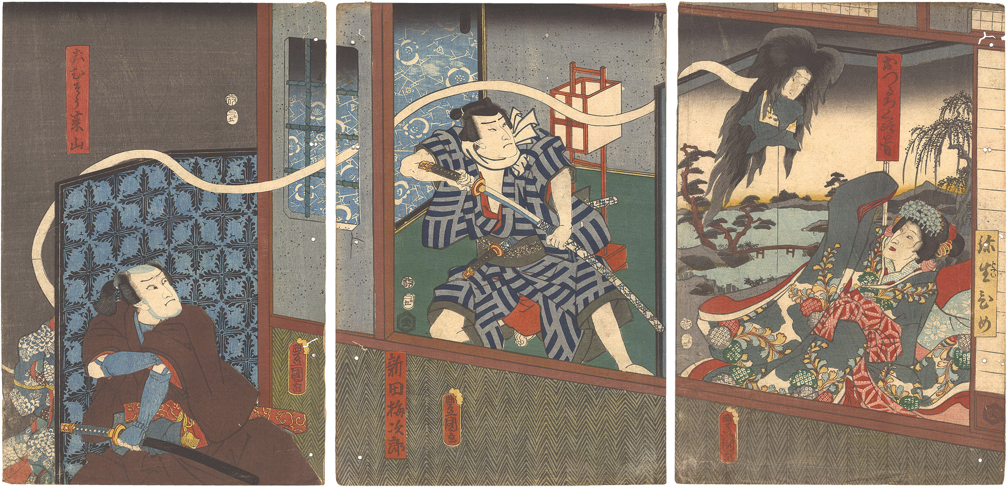 Toyokuni III “Kabuki Play: Kasane Ogi Chiyo no Matsuwaka”