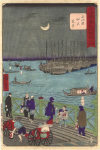 広重三代「東京開華名所図絵之内　永代橋 佃の夜景」