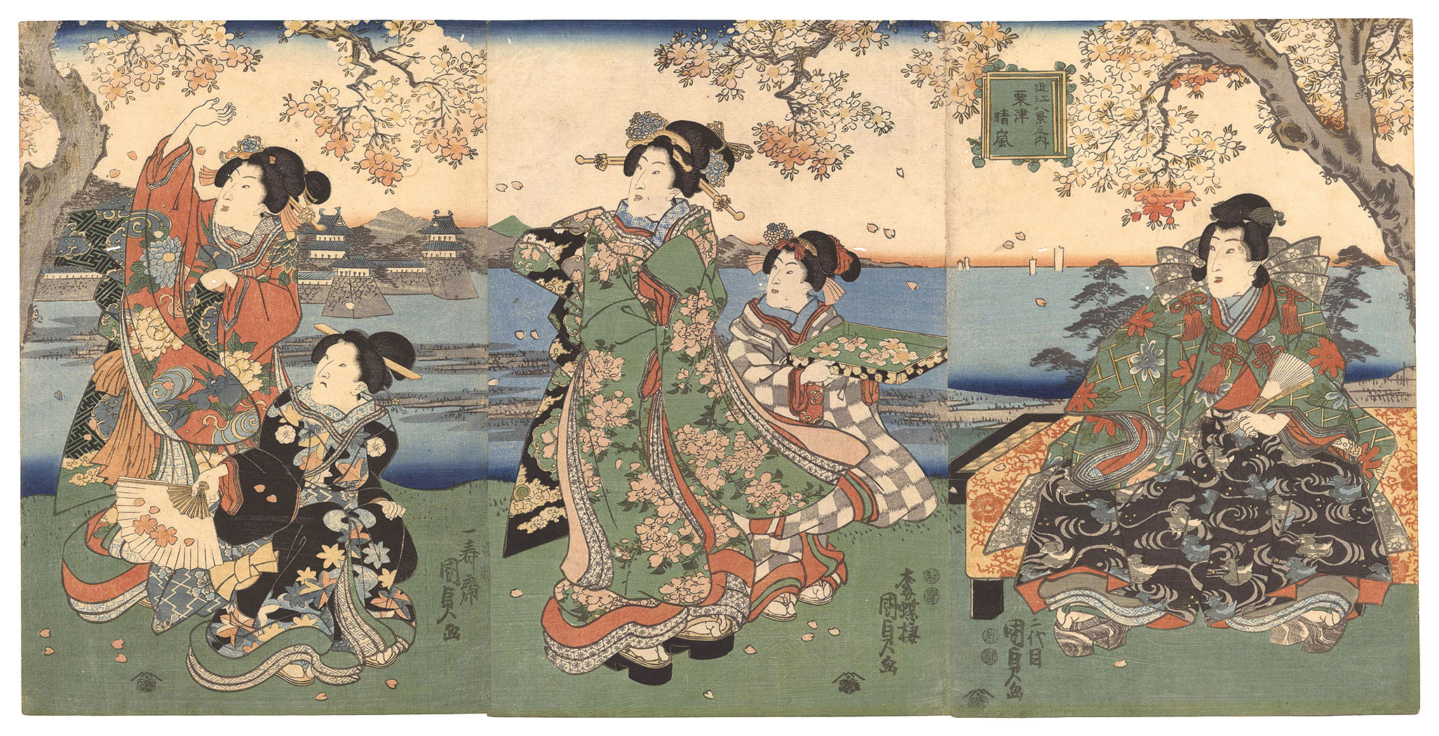 Kunisada II “Eight Views of Omi / Clearing Weather at Awazu”