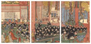 Kuniyoshi / Oboshi Yoshikane and the Other More than Forty Loyal Retainers Burn Incense at Enkakuji, Having Fulfilled Their Vow [大星良金ヲ始四十余人の義士本意を達し万昌山円覚寺引取焼香図]