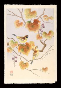Ashikaga Shizuo / Yellow-breasted Buntings and Grape