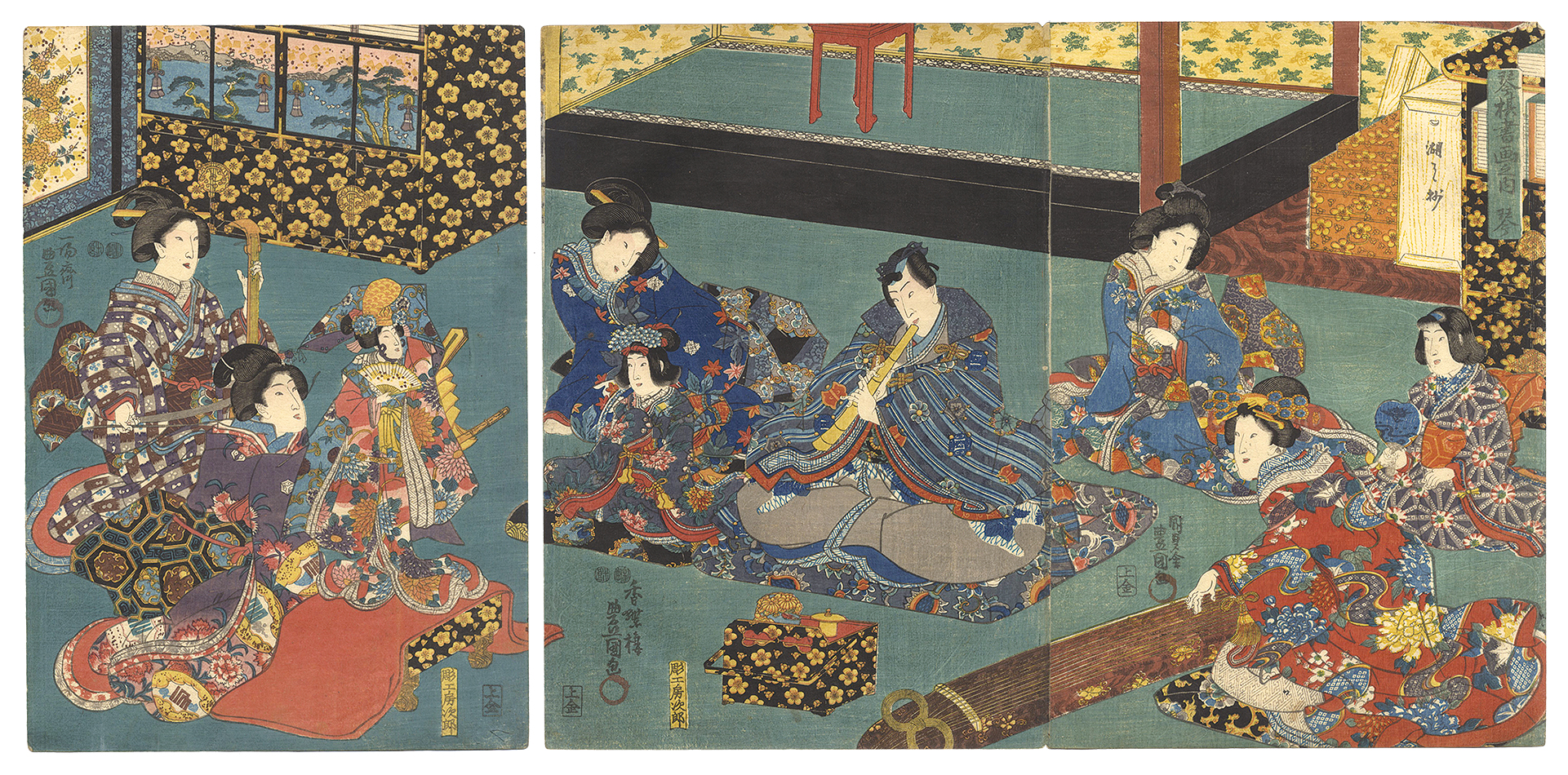 豊国三代「琴棋書画之内　琴」