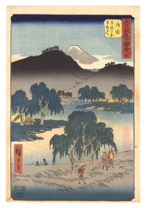 Hiroshige I / Famous Sights of the Fifty-three Stations / No. 36, Goyu: Motono-ga-hara and Motozaka Pass [五十三次名所図会　三十六　御油 本野が原本坂ごへ]