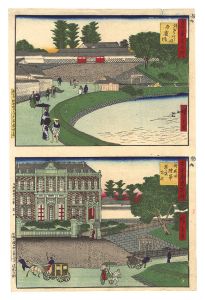 広重三代「古今東京名所　外桜田 弁慶堀 陸軍参謀本部」