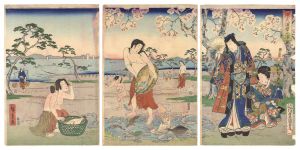 Toyokuni III and Hiroshige I / Prince Genji at Suma Bay [源氏須磨之浦]