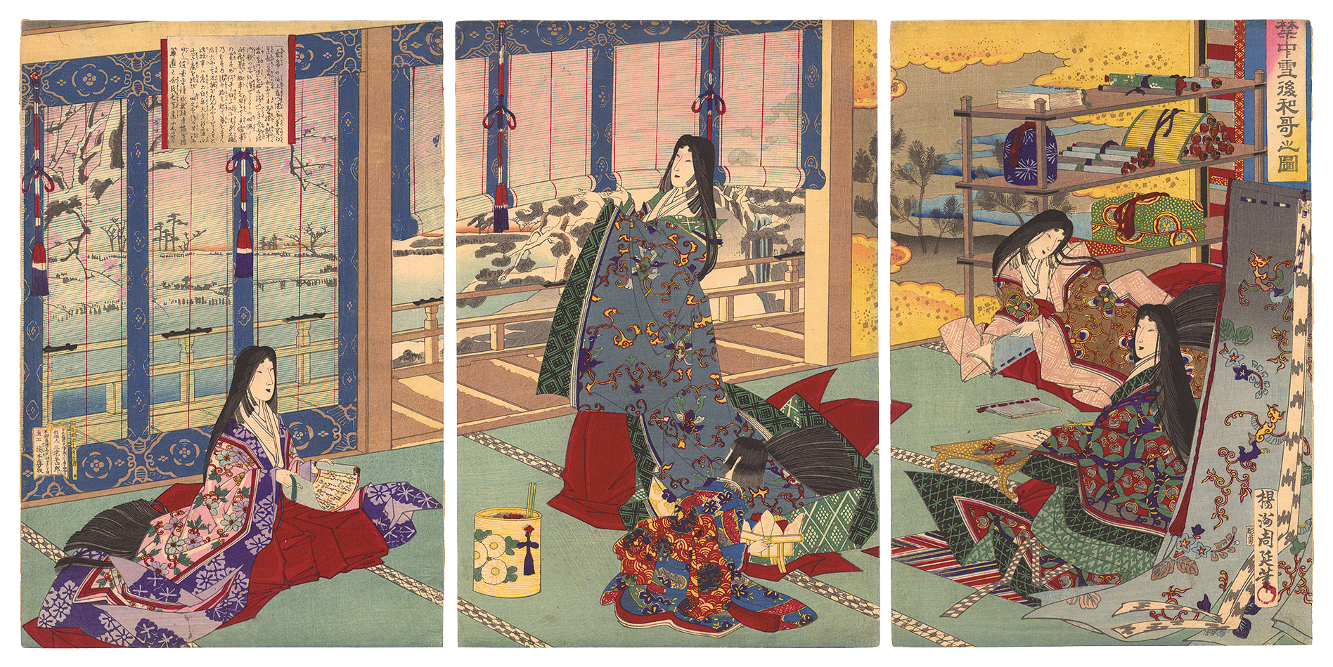 Chikanobu “Poetry Contest of the Court Ladies after Snowfall”