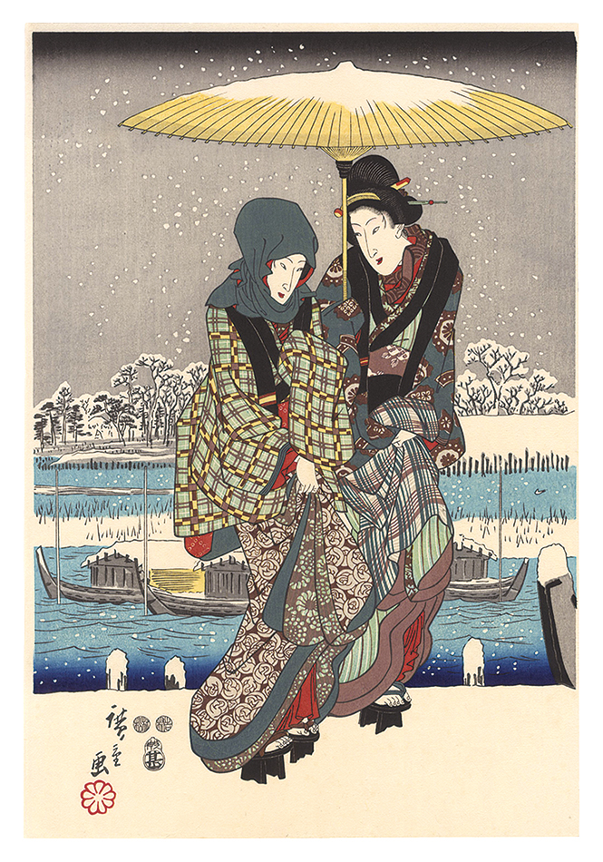 Hiroshige I “Famous Places in Edo: Views of the Four Seasons / The Sumida River in Snow 【Reproduction】”