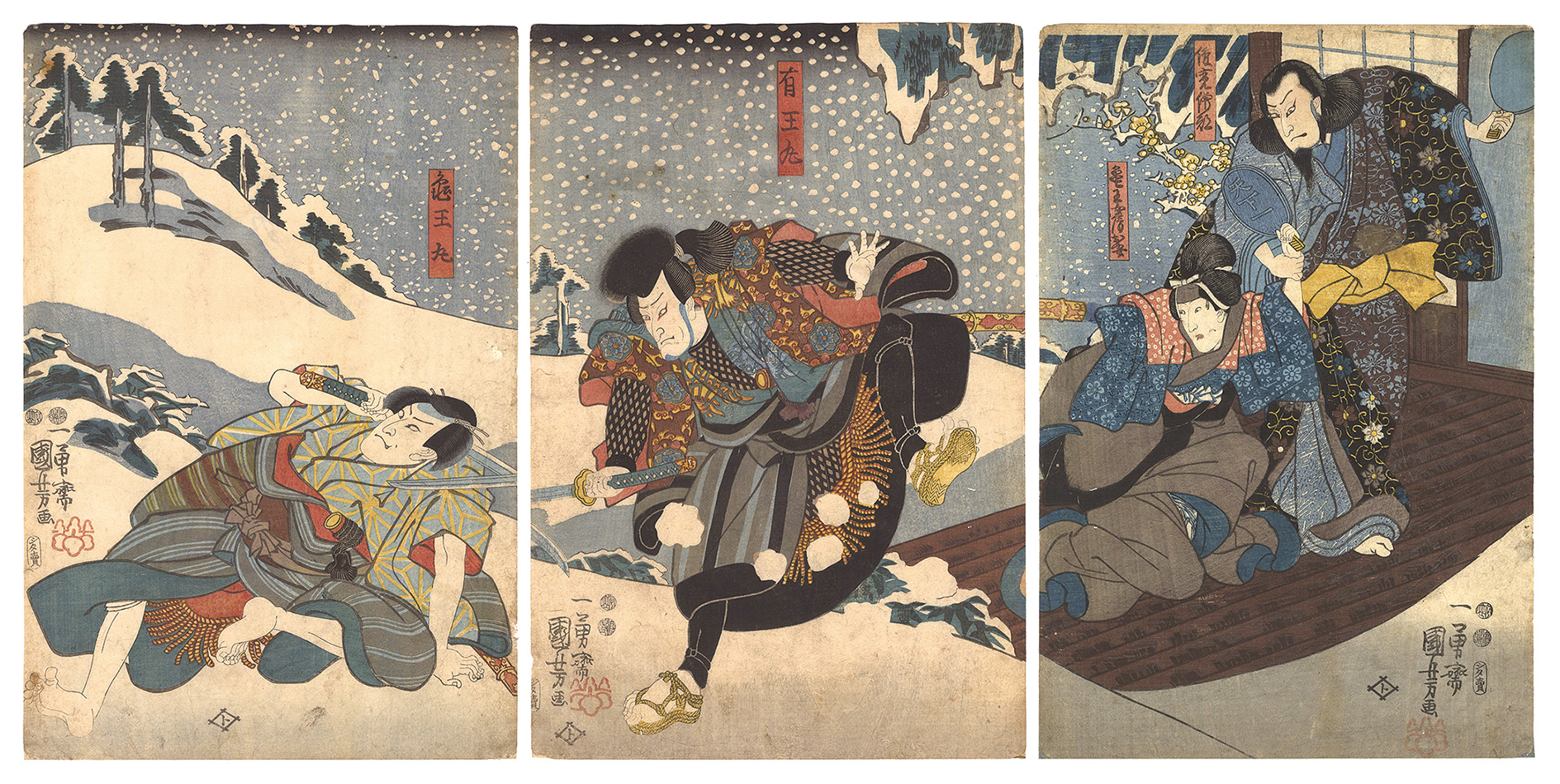 Kuniyoshi “Kabuki Play: Mukashi gire Tsuzure no Nishiki”