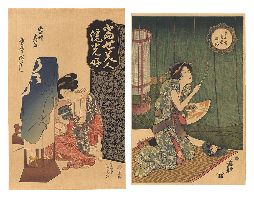 Kunisada I “Starlight Frost and Modern Manners / Woman beside a Mosquito Net 【Reproduction】”