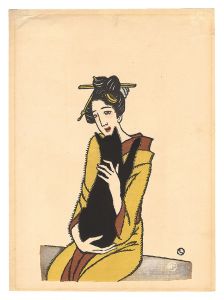 竹久夢二「黒猫を抱く女」