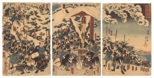 Kuniyoshi / The Loyal Retainers Washing Moronao's Decapitated Head before Presenting It to Their Lord's Grave [義徒等本望を遂墓前へ手向けの図]