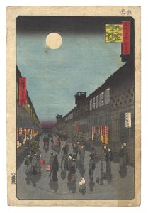 Hiroshige I / One Hundred Famous Views of Edo / A Night View at Saruwakacho [名所江戸百景　猿若町夜景]