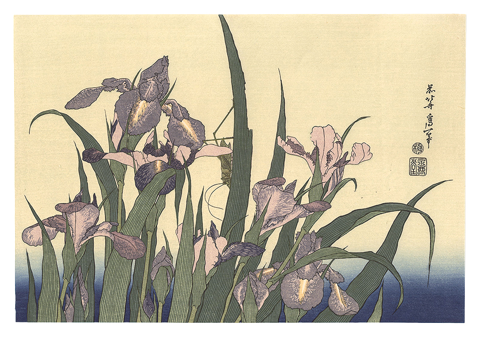 Hokusai “Blossoming Irises and Grasshopper 【Reproduction】”