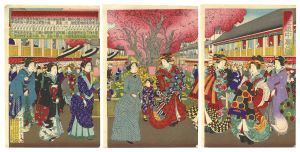 国政四代「新吉原 花之道中廓之賑」