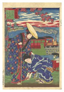 作者不詳「開化名所一覧　横浜蒸気車之図」