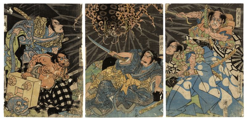 国芳「土蜘蛛退治之図」