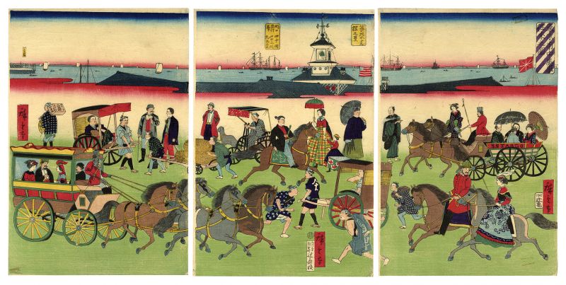 広重三代「東京市中馬車往来之図」