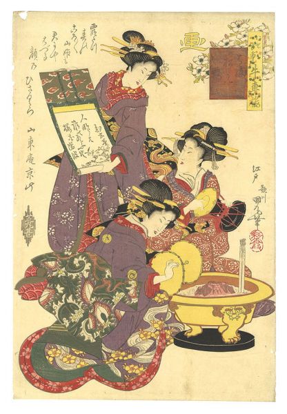 国丸「いせ古市牛車楼　琴碁書画　画」