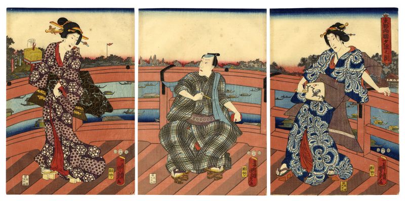 Kunisada II “Enjoying the Evening Cool on the Ryogoku Bridge”