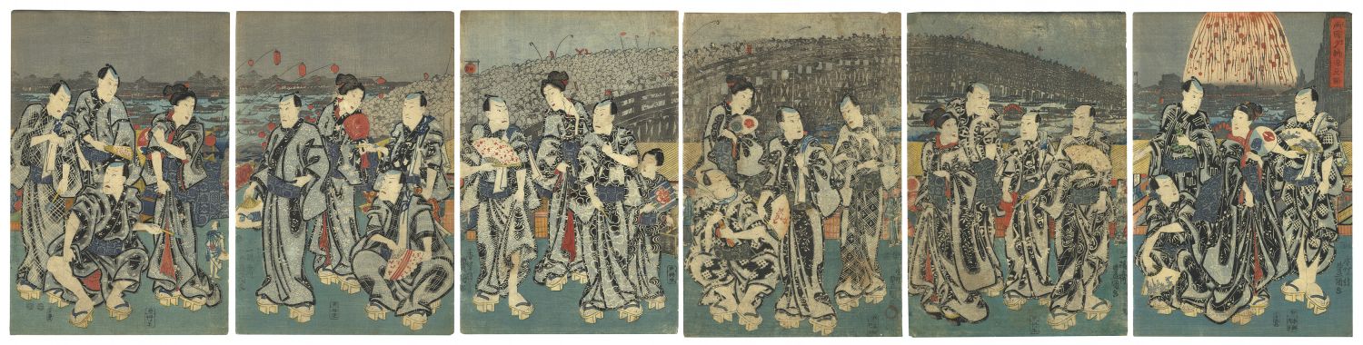 豊国三代「両国夕納涼之図」