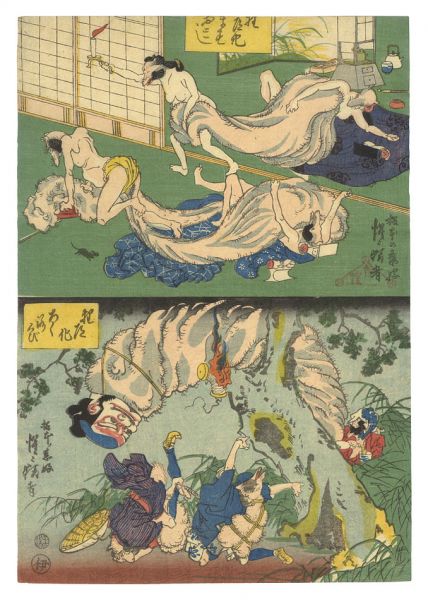 Kyosai “Plays of Raccoon Dog / Futon and Rokurokubi”