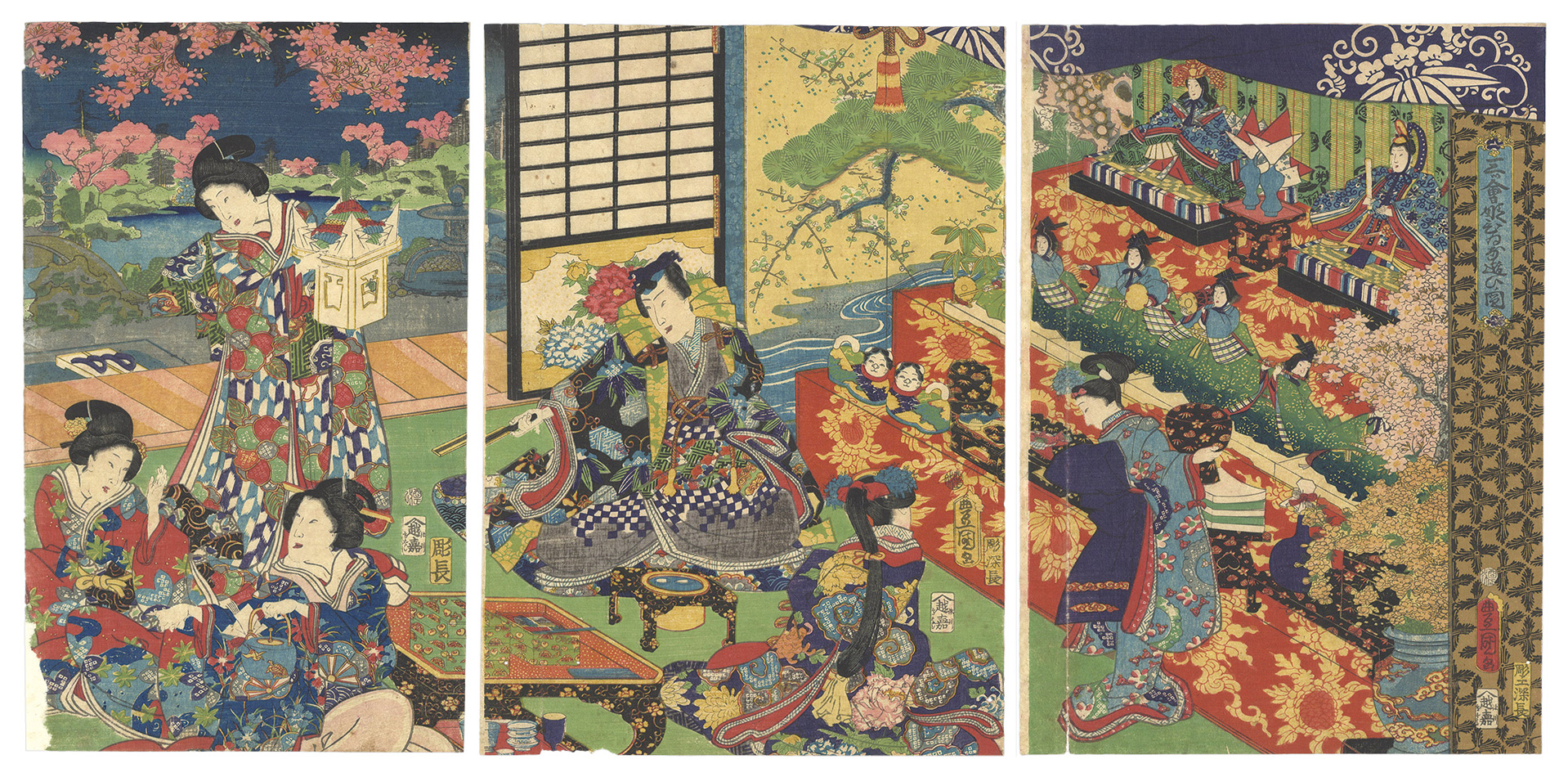 Toyokuni III “Enjoying the Doll Festival”