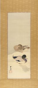橋口五葉「自筆画幅　雪中鴨図」