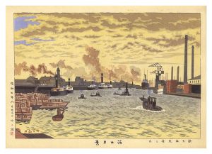 Asano Takeji / New Views of Osaka / River Mouth in the Evening