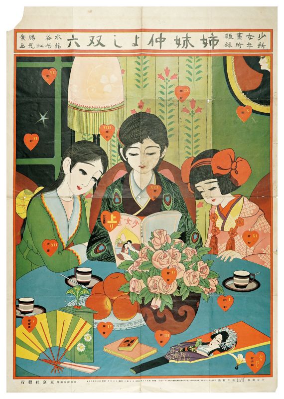 蕗谷虹児「少女画報新年附録　姉妹仲よし双六」