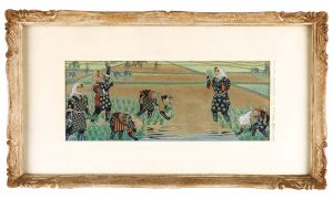 Katsuhira Tokushi / Four Scenes of Rice Cultivation / Girls Planting Rice (Summer)