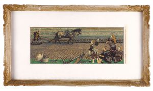 Katsuhira Tokushi / Four Scenes of Rice Cultivation / Horse Plowing (Spring)
