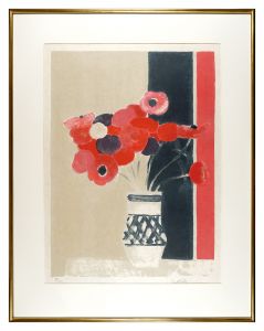 Bernard Cathelin / Anemones in the Lattice Vase