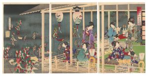 Chikanobu / Events in Edo Throughout the Year on Gold-speckled Paper / Festival of The Weaver [江戸砂子年中行事　七夕之図]