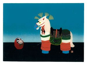 塚越源七「ガラス絵　かたらい」