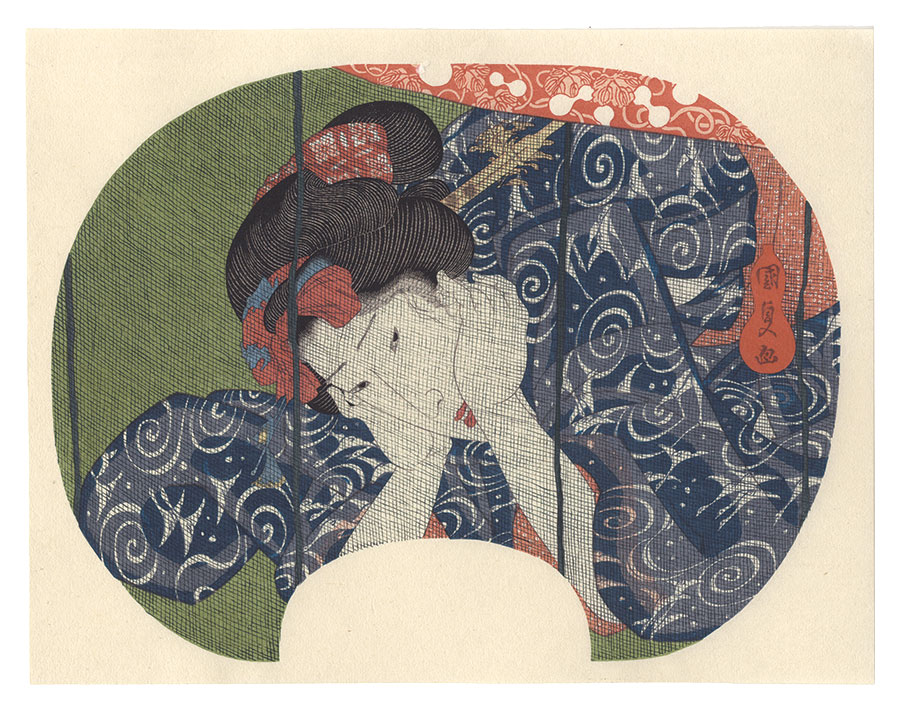 Kunisada I “Girl Stopping Her in the Mosquito Net【Reproduction】 ”