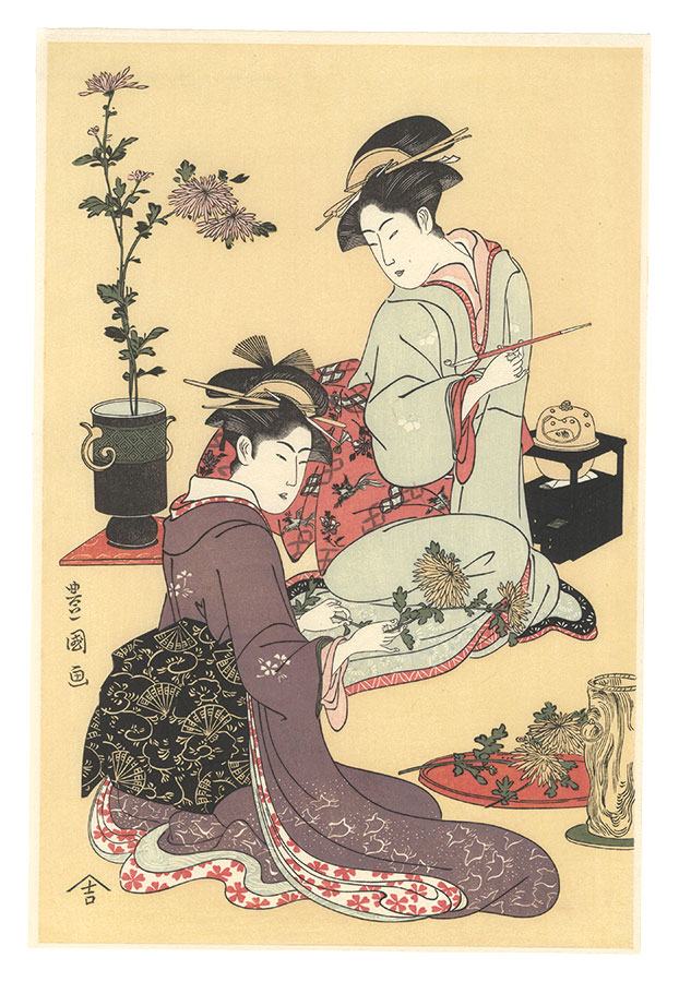 Toyokuni I “Girl arranging flowers【Reproduction】”