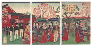 広重三代「東京名所上野公園清水堂花盛之真景」
