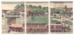 国輝二代「東京高輪鉄道蒸気車走行之全図」