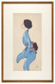 Woman in Blue Kimono