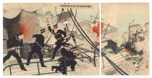 作者不詳「日露旅順港海戦日本決死隊勇戦ス」