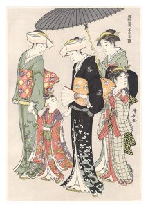 清長「風俗東之錦　姫君と侍女四人【復刻版】」