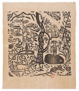 Munakata Shiko / Kappa , the Water Imp, under a Pine Tree