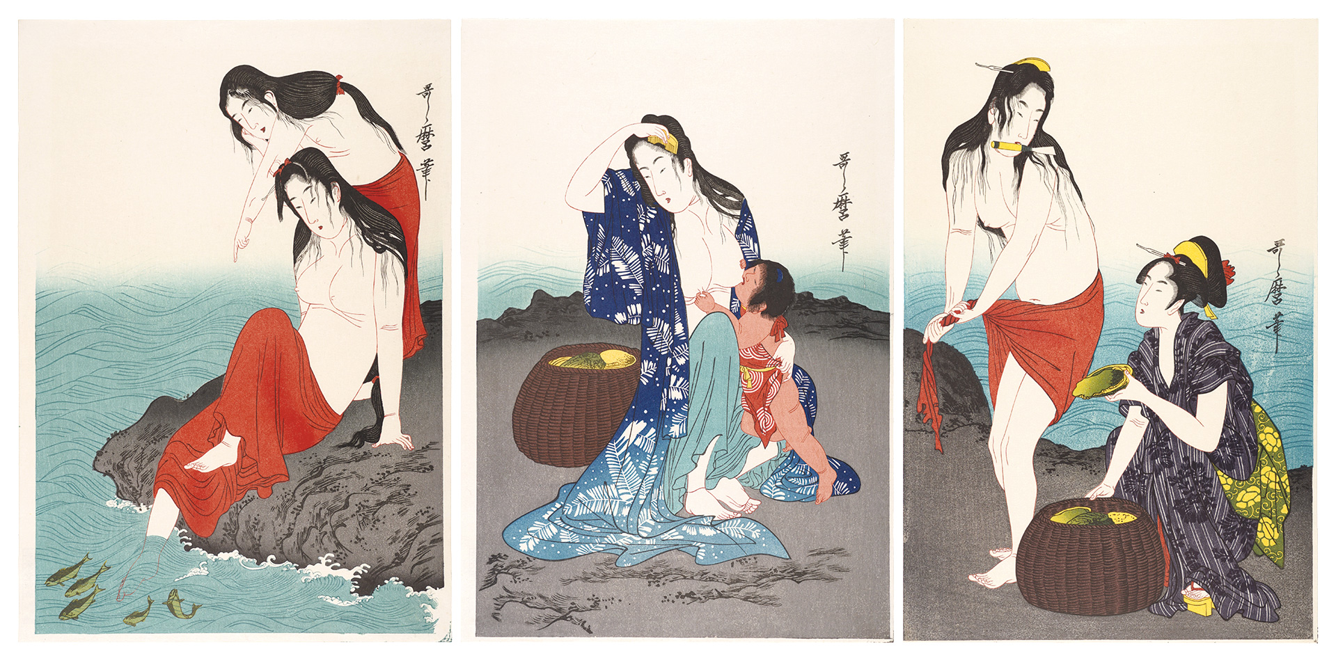 歌麿「あわびとり【復刻版】」