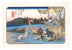 英泉「木曽街道六十九次　倉賀野宿　烏川之図【復刻版】」