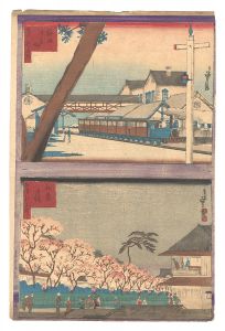 貞信二代「坂府新名所　梅田停車場 松島夜桜」
