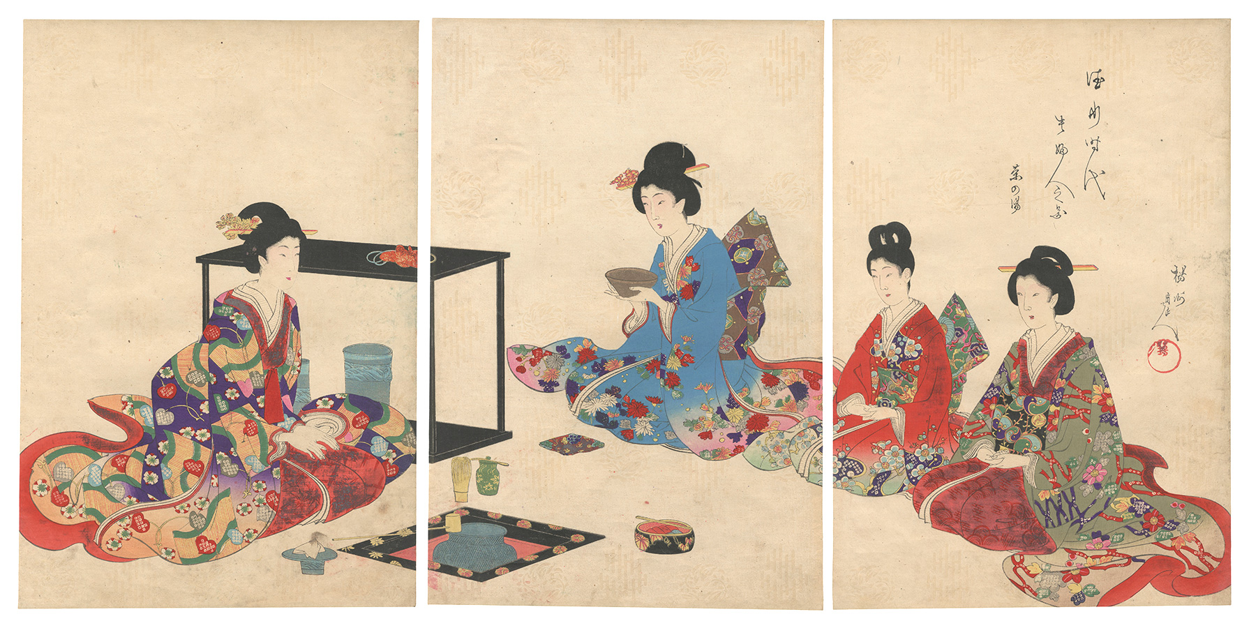 周延「徳川時代貴婦人之図　茶の湯」
