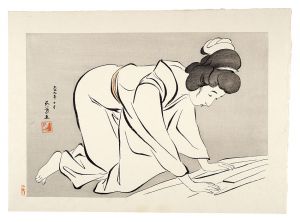Hashiguchi Goyo / Woman folding a Kimono